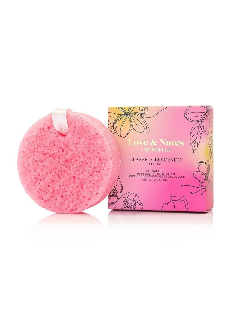 Spongelle Love & Notes Classic Crescendo Pink Bath-Body Wash Infused Buffer